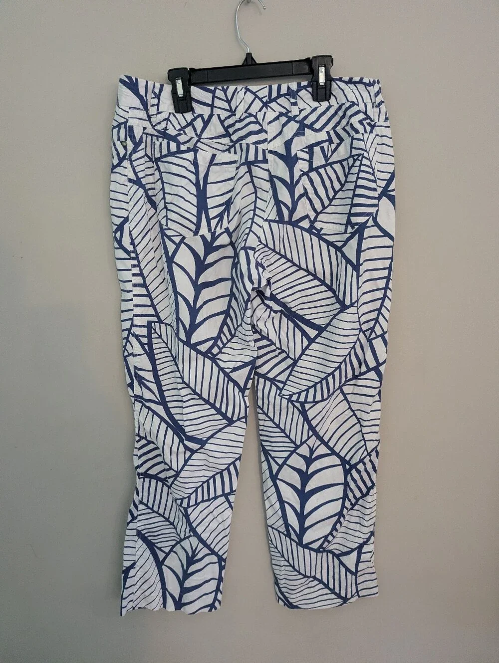 J. McLaughlin Jaycie Blue White Palm Print Pants Size 12
